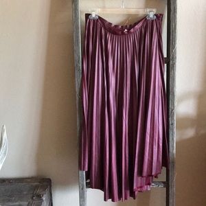 Faux Leather Pleated Midi Skirt